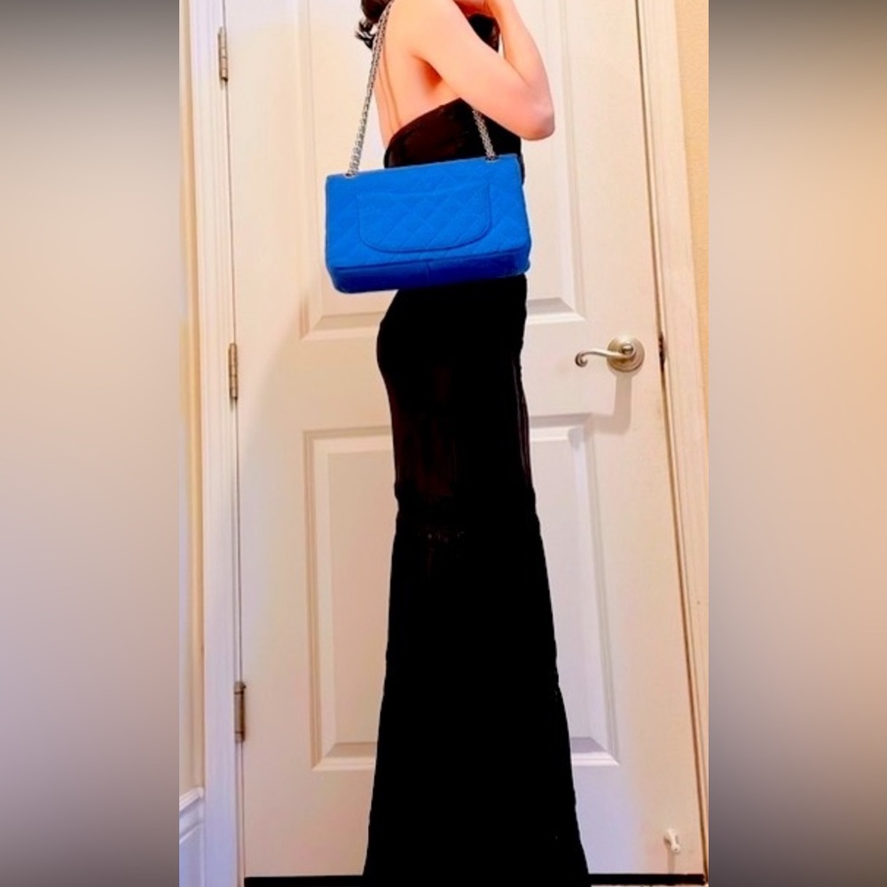 Chanel bag Chanel 2.55 shoulder bag in Blue quilted canvas - Picture 4 of 9